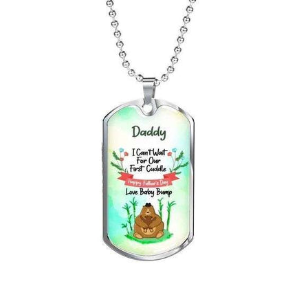 Dad Dog Tag Custom Picture Father’S Day, Gift For Our First Cuddle Dog Tag Necklace Gift For Dad Father's Day Rakva