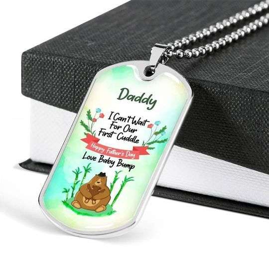 Dad Dog Tag Custom Picture Father’S Day, Gift For Our First Cuddle Dog Tag Necklace Gift For Dad Father's Day Rakva