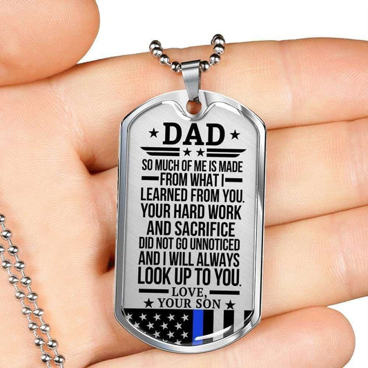 Dad Dog Tag Custom Picture Father’S Day Gift, Gift For Dad Dog Tag Military Chain Necklace Look Up To You Dog Tag-1 Father's Day Rakva