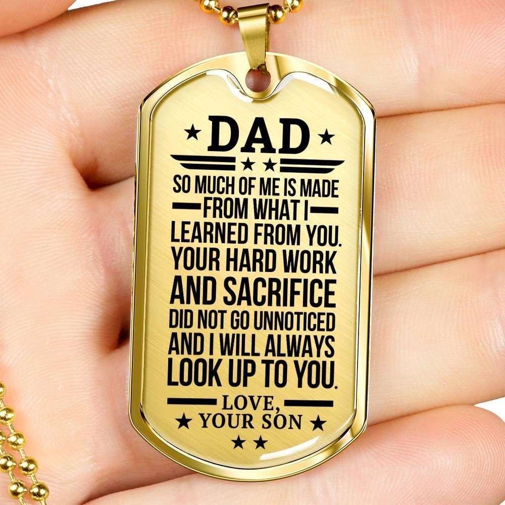 Dad Dog Tag Custom Picture Father’S Day Gift, Gift For Dad Dog Tag Military Chain Necklace Look Up To You Dog Tag-2 Father's Day Rakva
