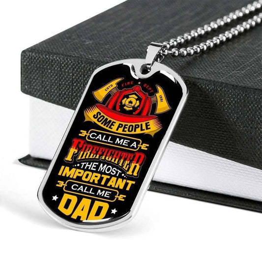 Dad Dog Tag Custom Picture Father’S Day Gift, Gift For Dad Dog Tag Military Chain Necklace Some People Call Me A Firefighter Dog Tag Father's Day Rakva