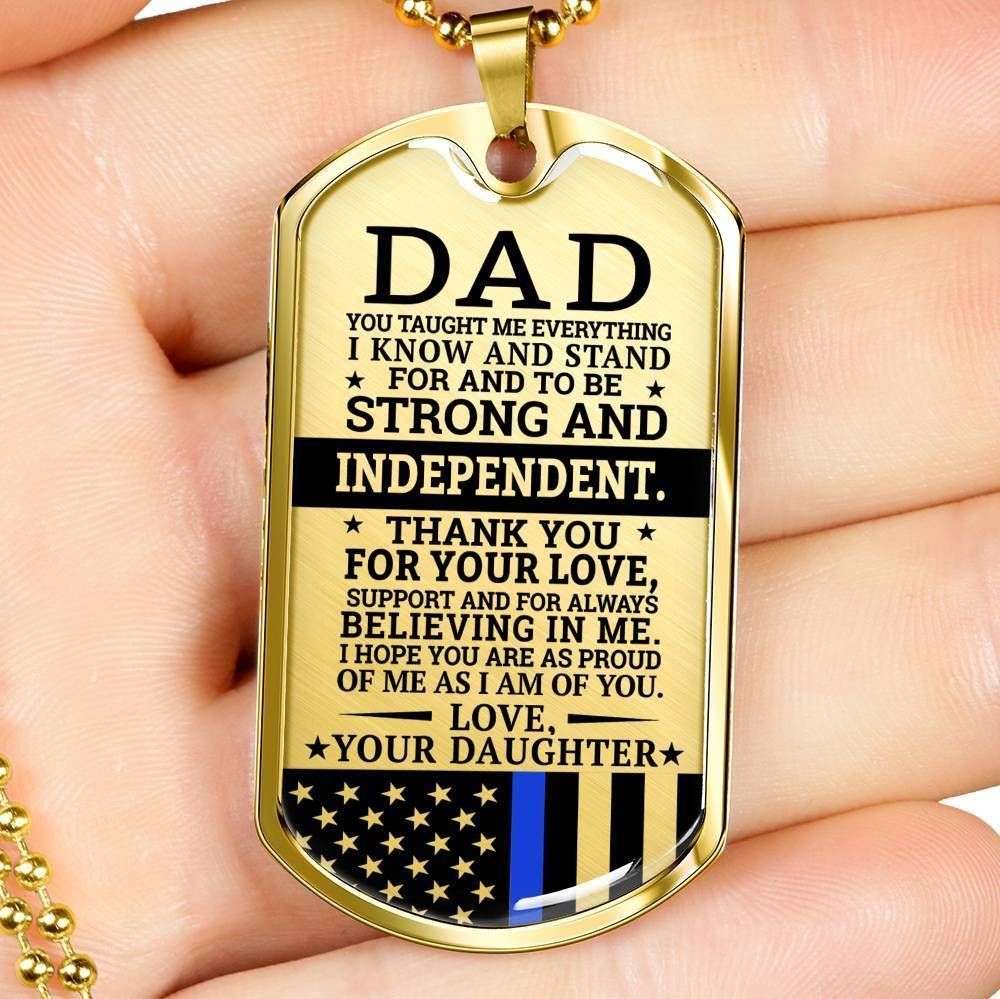 Dad Dog Tag Custom Picture Father’S Day Gift, Gift For Dad Dog Tag Military Chain Necklace Strong And Independent Dog Tag Father's Day Rakva