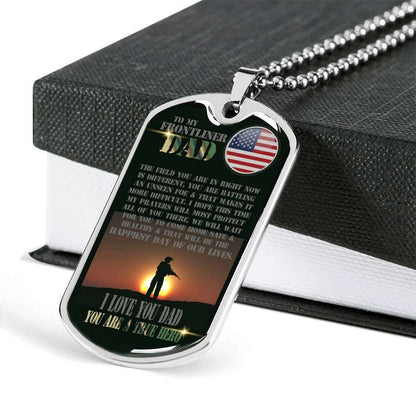 Dad Dog Tag, Custom Picture Father’S Day Gift Gift For Us Frontliner Dad Dog Tag Military Chain Necklace You’Re A True Hero Dog Tag Father's Day Rakva