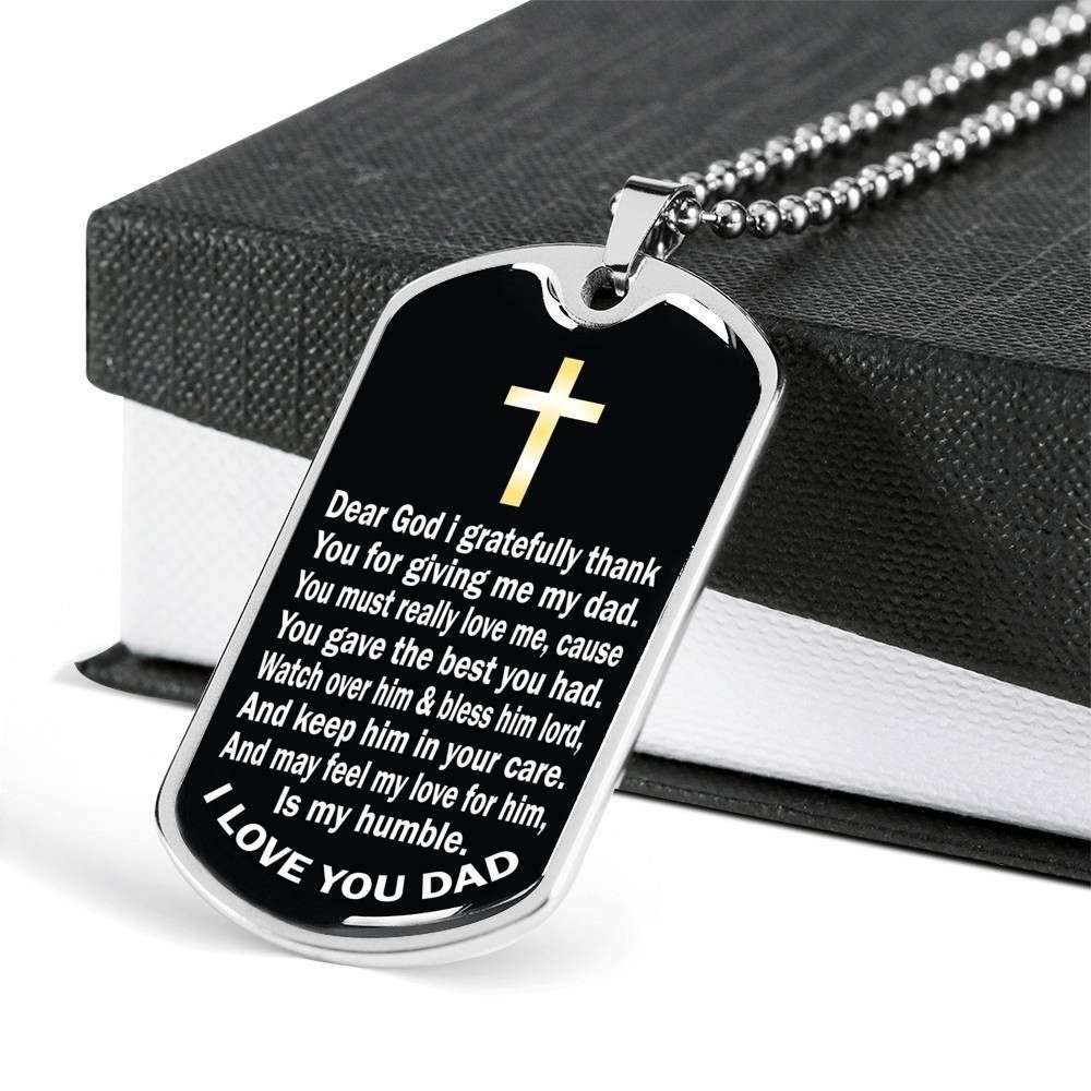 Dad Dog Tag Custom Picture Father’S Day Gift, God For Giving Me My Dad Dog Tag Military Chain Necklace For Dad Dog Tag Father's Day Rakva