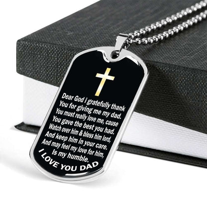 Dad Dog Tag Custom Picture Father’S Day Gift, God For Giving Me My Dad Dog Tag Military Chain Necklace For Dad Dog Tag Father's Day Rakva