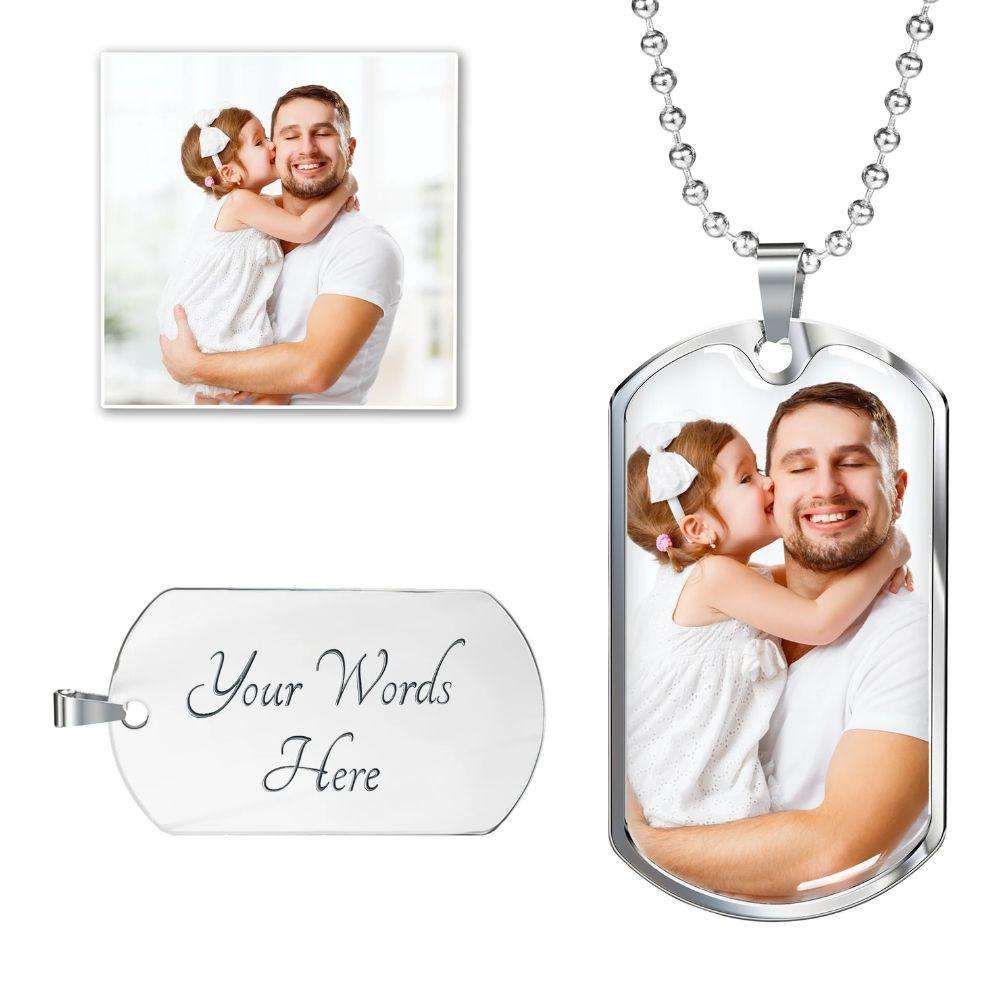 Dad Dog Tag Custom Picture Father’S Day Gift, God For Giving Me My Dad Dog Tag Military Chain Necklace For Dad Dog Tag Father's Day Rakva