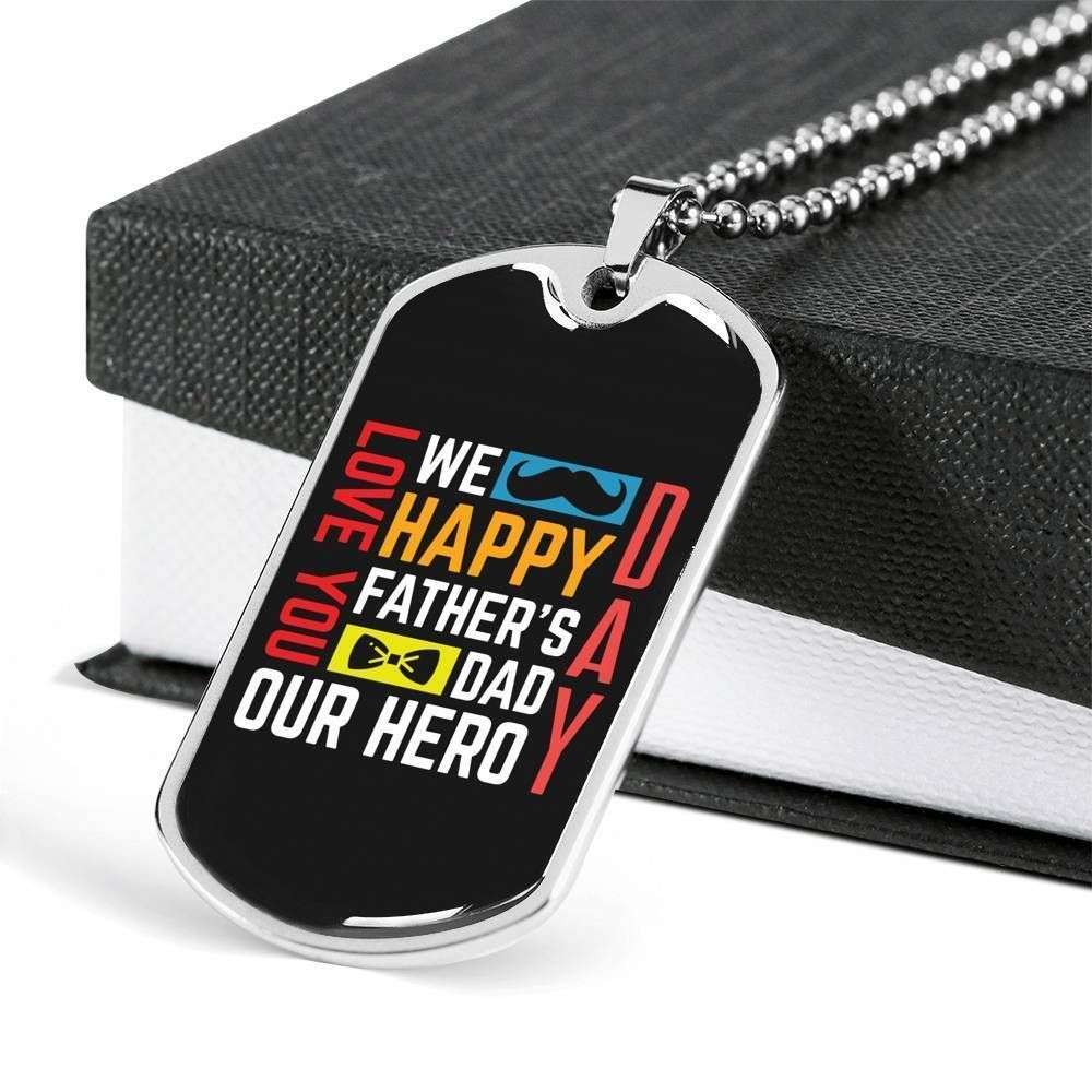 Dad Dog Tag Custom Picture Father’S Day Gift, Happy Father’S Day Dog Tag Military Chain Necklace Gift For Dad Dog Tag Father's Day Rakva