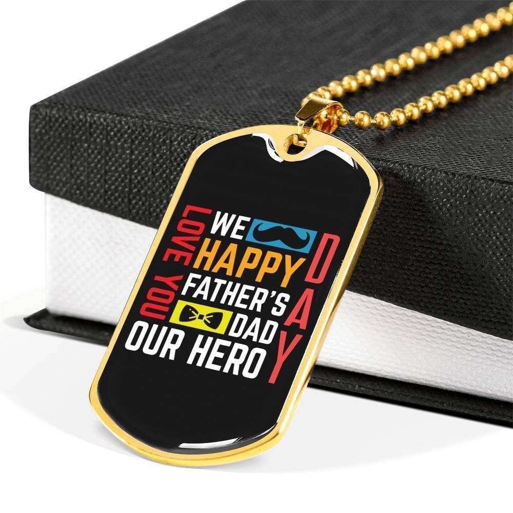 Dad Dog Tag Custom Picture Father’S Day Gift, Happy Father’S Day Dog Tag Military Chain Necklace Gift For Dad Dog Tag Father's Day Rakva