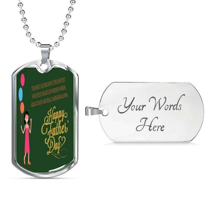 Dad Dog Tag Custom Picture Father’S Day Gift, Happy Father’S Day Green Dog Tag Military Chain Necklace For Dad Dog Tag Father's Day Rakva