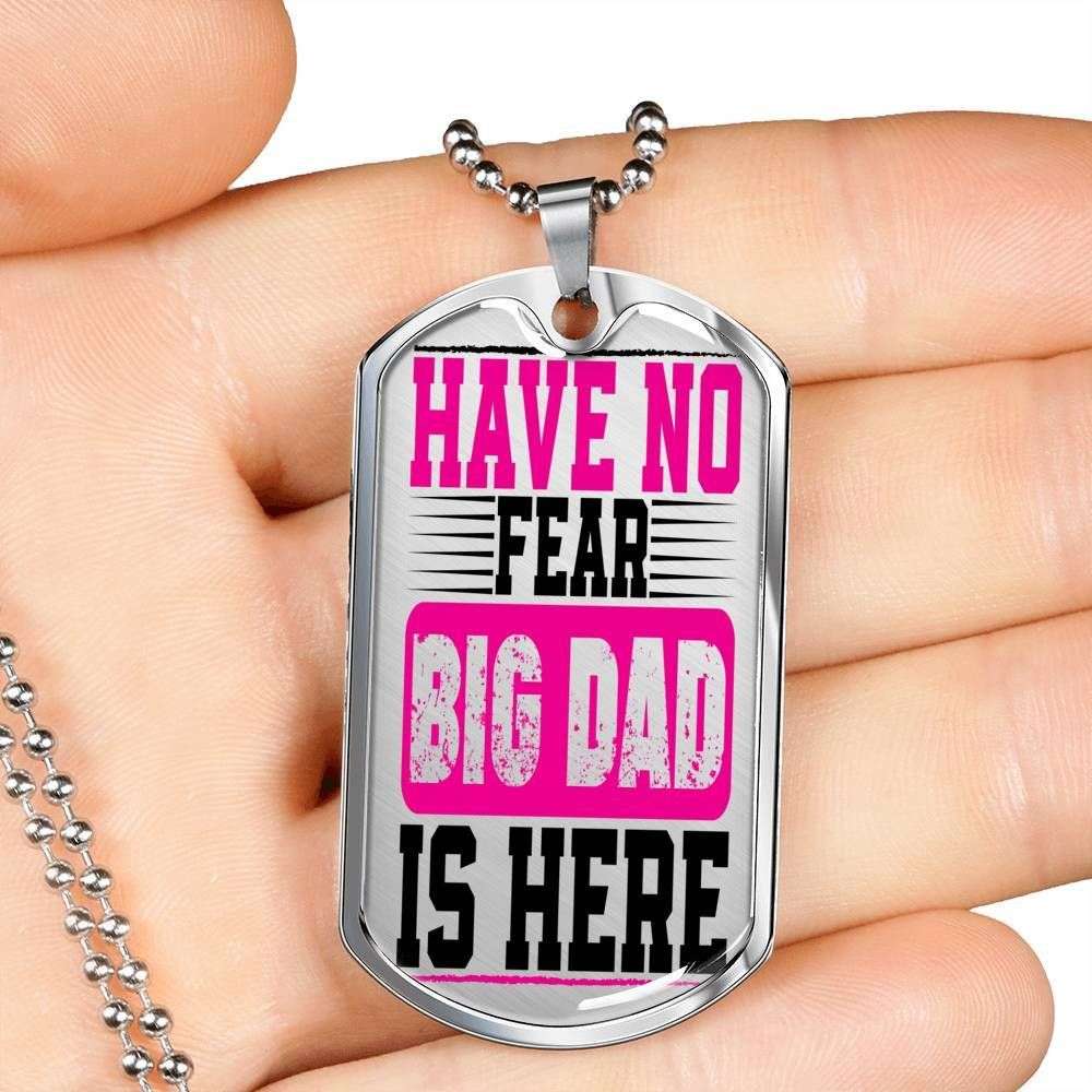 Dad Dog Tag, Custom Picture Father’S Day Gift Have No Fear Big Dad Is Here Dog Tag Military Chain Necklace Dog Tag Father's Day Rakva
