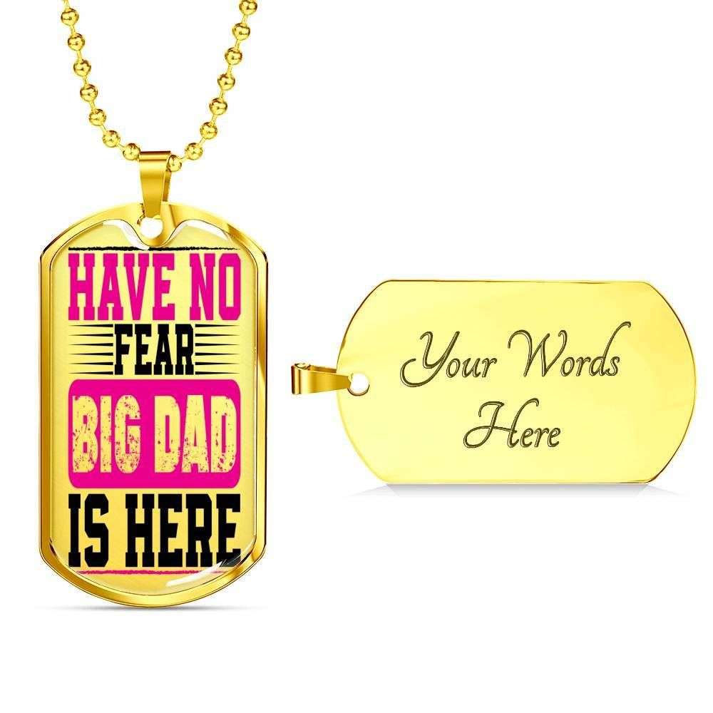 Dad Dog Tag, Custom Picture Father’S Day Gift Have No Fear Big Dad Is Here Dog Tag Military Chain Necklace Dog Tag Father's Day Rakva