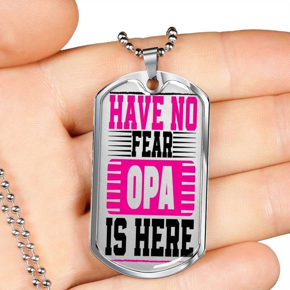 Dad Dog Tag Custom Picture Father’S Day Gift, Have No Fear Opa Is Here Dog Tag Military Chain Necklace For Dad Dog Tag Father's Day Rakva