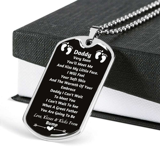 Dad Dog Tag Custom Picture Father’S Day Gift, I Can’T Wait To Meet You Dog Tag Military Chain Necklace Gift For Daddy Dog Tag Father's Day Rakva