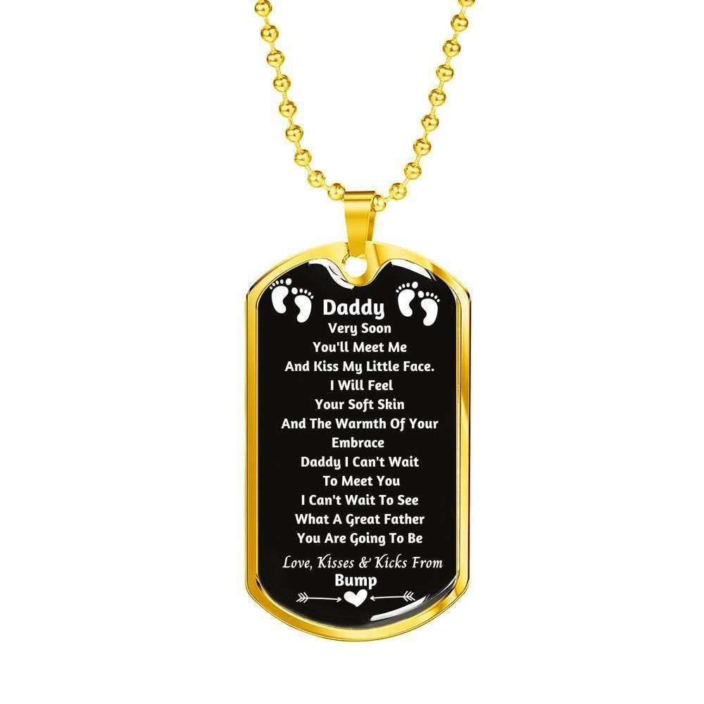 Dad Dog Tag Custom Picture Father’S Day Gift, I Can’T Wait To Meet You Dog Tag Military Chain Necklace Gift For Daddy Dog Tag Father's Day Rakva