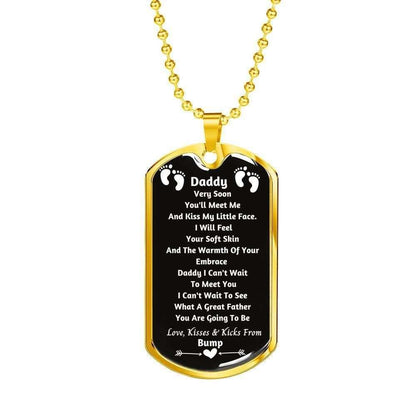 Dad Dog Tag Custom Picture Father’S Day Gift, I Can’T Wait To Meet You Dog Tag Military Chain Necklace Gift For Daddy Dog Tag Father's Day Rakva