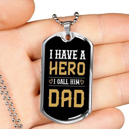 Dad Dog Tag Custom Picture Father’S Day Gift, I Have A Hero Dog Tag Military Chain Necklace For Dad Dog Tag Father's Day Rakva