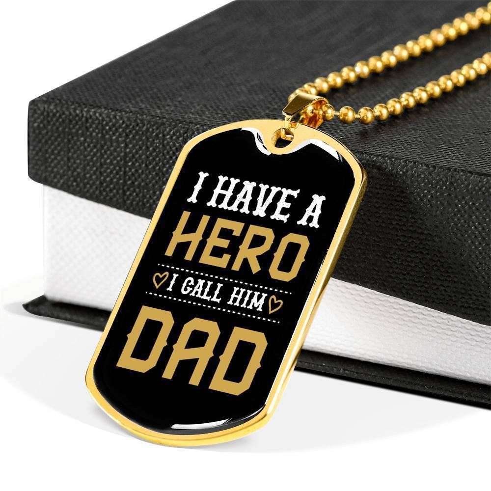 Dad Dog Tag Custom Picture Father’S Day Gift, I Have A Hero Dog Tag Military Chain Necklace For Dad Dog Tag Father's Day Rakva