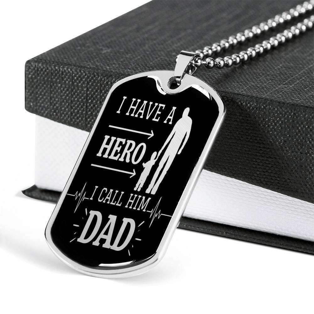 Dad Dog Tag Custom Picture Father’S Day Gift, I Have A Hero Dog Tag Military Chain Necklace Gift For Daddy Dog Tag-1 Father's Day Rakva
