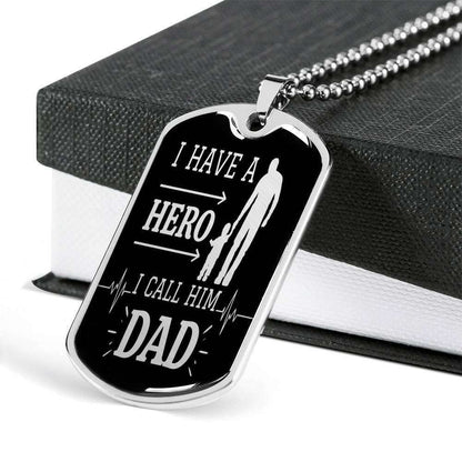 Dad Dog Tag Custom Picture Father’S Day Gift, I Have A Hero Dog Tag Military Chain Necklace Gift For Daddy Dog Tag-1 Father's Day Rakva