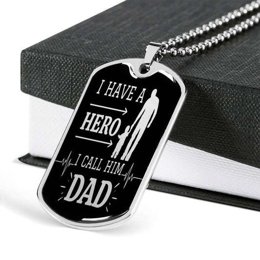 Dad Dog Tag Custom Picture Father’S Day Gift, I Have A Hero Dog Tag Military Chain Necklace Gift For Daddy Dog Tag-1 Father's Day Rakva