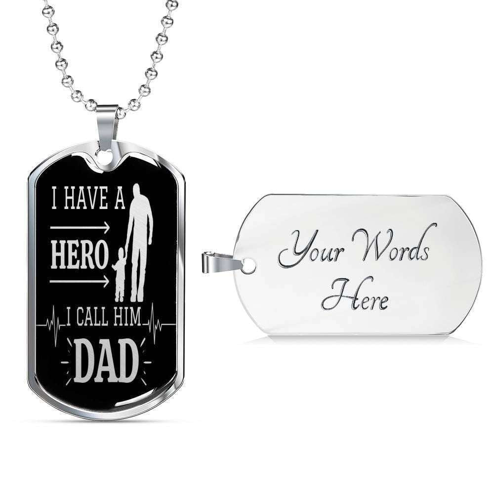 Dad Dog Tag Custom Picture Father’S Day Gift, I Have A Hero Dog Tag Military Chain Necklace Gift For Daddy Dog Tag-1 Father's Day Rakva