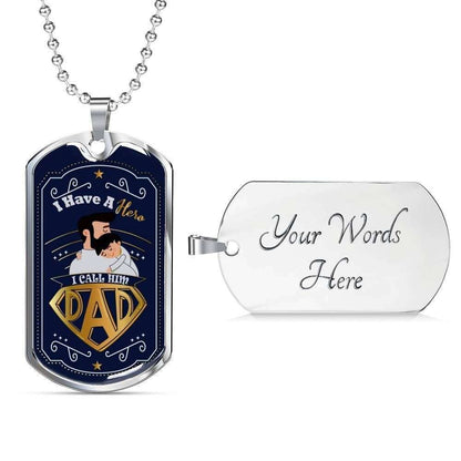 Dad Dog Tag Custom Picture Father’S Day Gift, I Have A Hero Dog Tag Military Chain Necklace Gift For Daddy Dog Tag-2 Father's Day Rakva