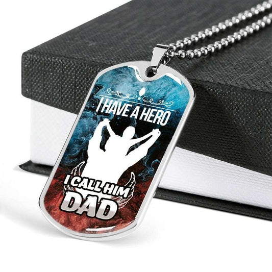 Dad Dog Tag, Custom Picture Father’S Day Gift I Have A Hero I Call Him Dad Dog Tag Military Chain Necklace Dog Tag Father's Day Rakva