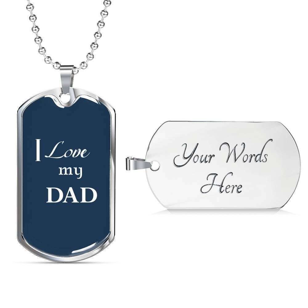 Dad Dog Tag Custom Picture Father’S Day Gift, I Love My Dad Dog Tag Military Chain Necklace For Dad Dog Tag Father's Day Rakva