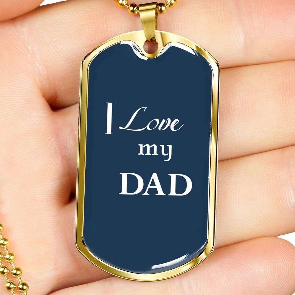 Dad Dog Tag Custom Picture Father’S Day Gift, I Love My Dad Dog Tag Military Chain Necklace For Dad Dog Tag Father's Day Rakva