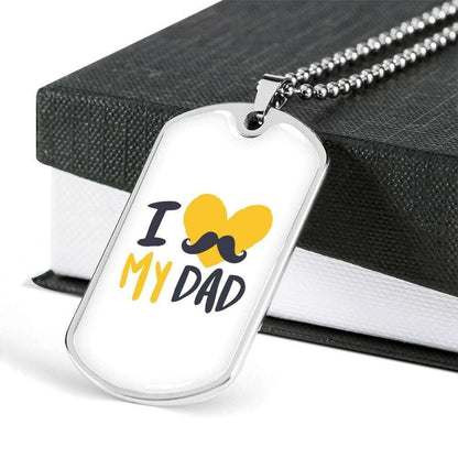 Dad Dog Tag Custom Picture Father’S Day Gift, I Love My Dad Forever Dog Tag Military Chain Necklace Gift For Dad Dog Tag Father's Day Rakva