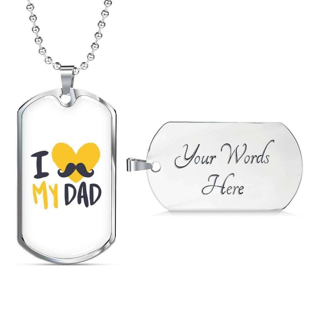 Dad Dog Tag Custom Picture Father’S Day Gift, I Love My Dad Forever Dog Tag Military Chain Necklace Gift For Dad Dog Tag Father's Day Rakva