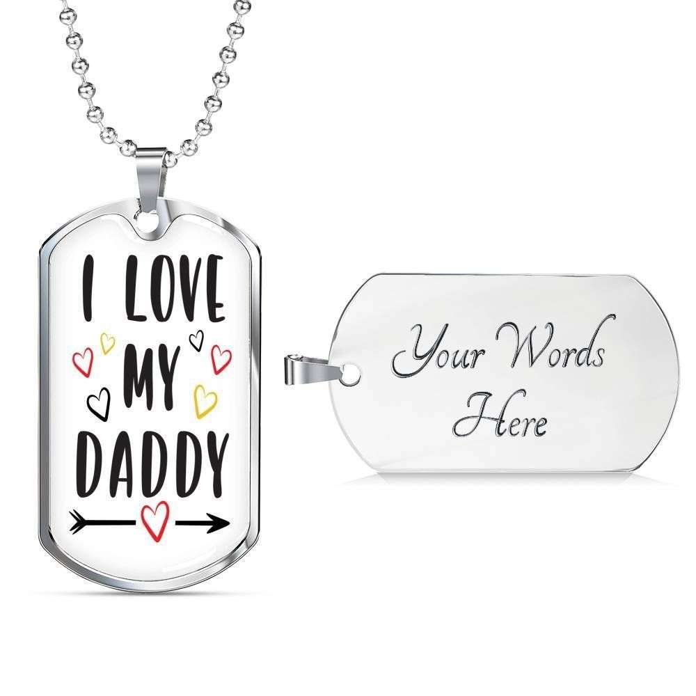 Dad Dog Tag Custom Picture Father’S Day Gift, I Love My Daddy Cute Dog Tag Military Chain Necklace For Dad Dog Tag Father's Day Rakva