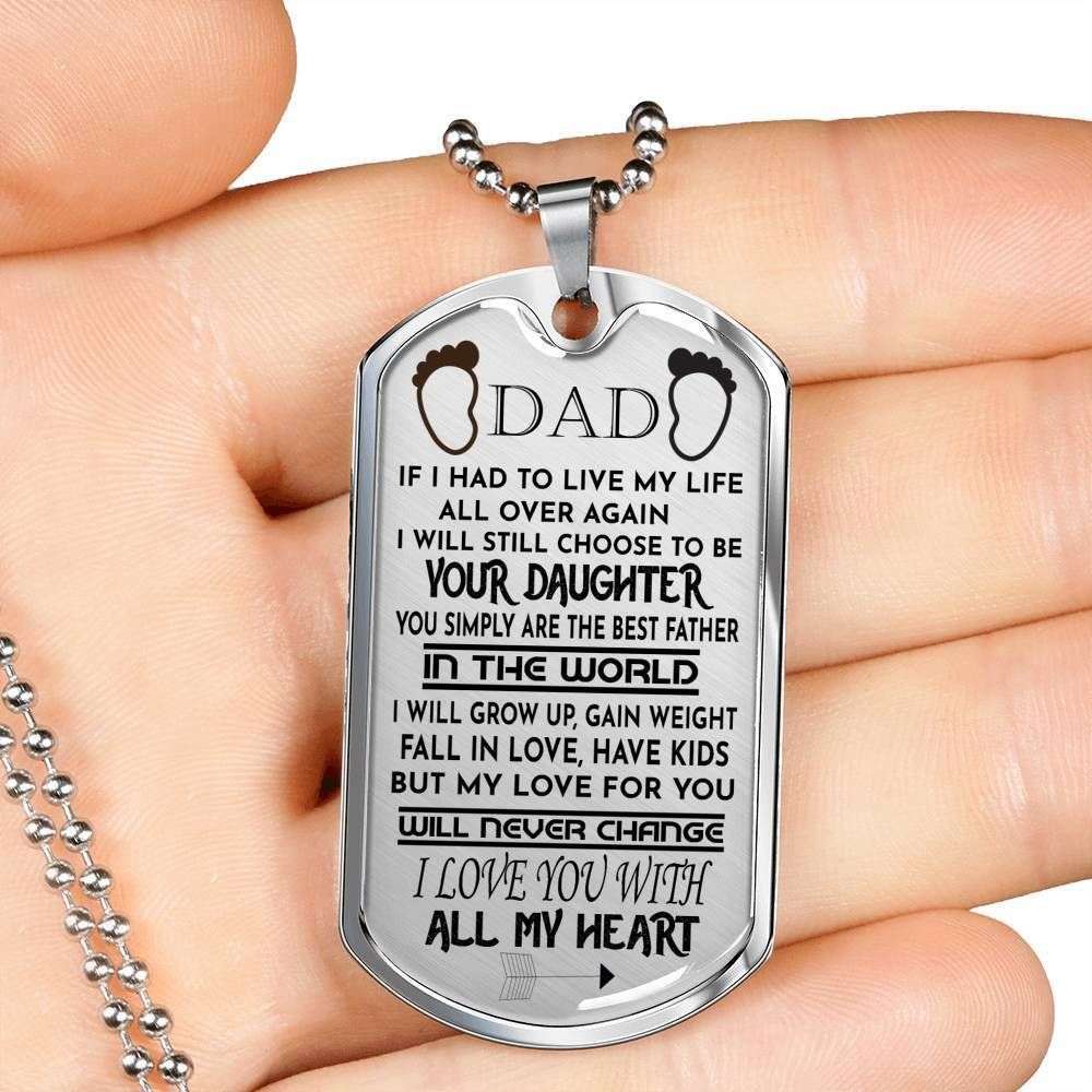 Dad Dog Tag, Custom Picture Father’S Day Gift I Love You With All My Heart Dog Tag Military Chain Necklace Giving Dad Dog Tag Father's Day Rakva