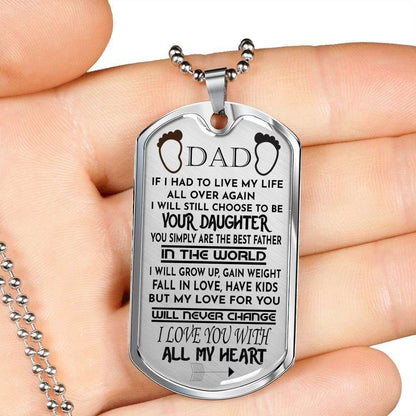 Dad Dog Tag, Custom Picture Father’S Day Gift I Love You With All My Heart Dog Tag Military Chain Necklace Giving Dad Dog Tag Father's Day Rakva