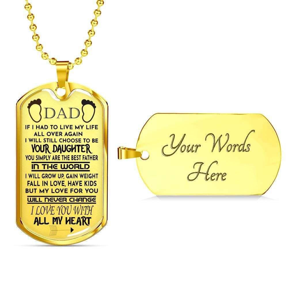 Dad Dog Tag, Custom Picture Father’S Day Gift I Love You With All My Heart Dog Tag Military Chain Necklace Giving Dad Dog Tag Father's Day Rakva
