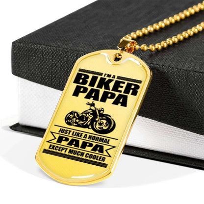 Dad Dog Tag Custom Picture Father’S Day Gift, I’M A Biker Papa Dog Tag Military Chain Necklace For Dad Dog Tag Father's Day Rakva