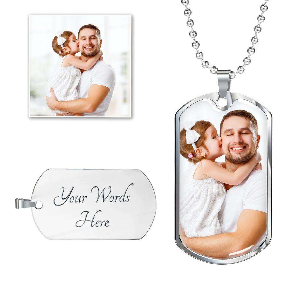 Dad Dog Tag Custom Picture Father’S Day Gift, I’M A Cool Dad Dog Tag Military Chain Necklace For Dad Dog Tag Father's Day Rakva