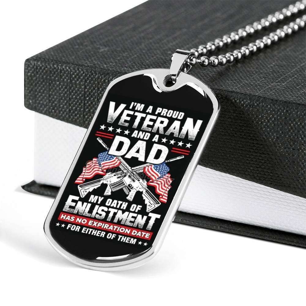 Dad Dog Tag, Custom Picture Father’S Day Gift I’M A Proud Veteran And A Dad Giving Dad Dog Tag Military Chain Necklace Dog Tag Father's Day Rakva