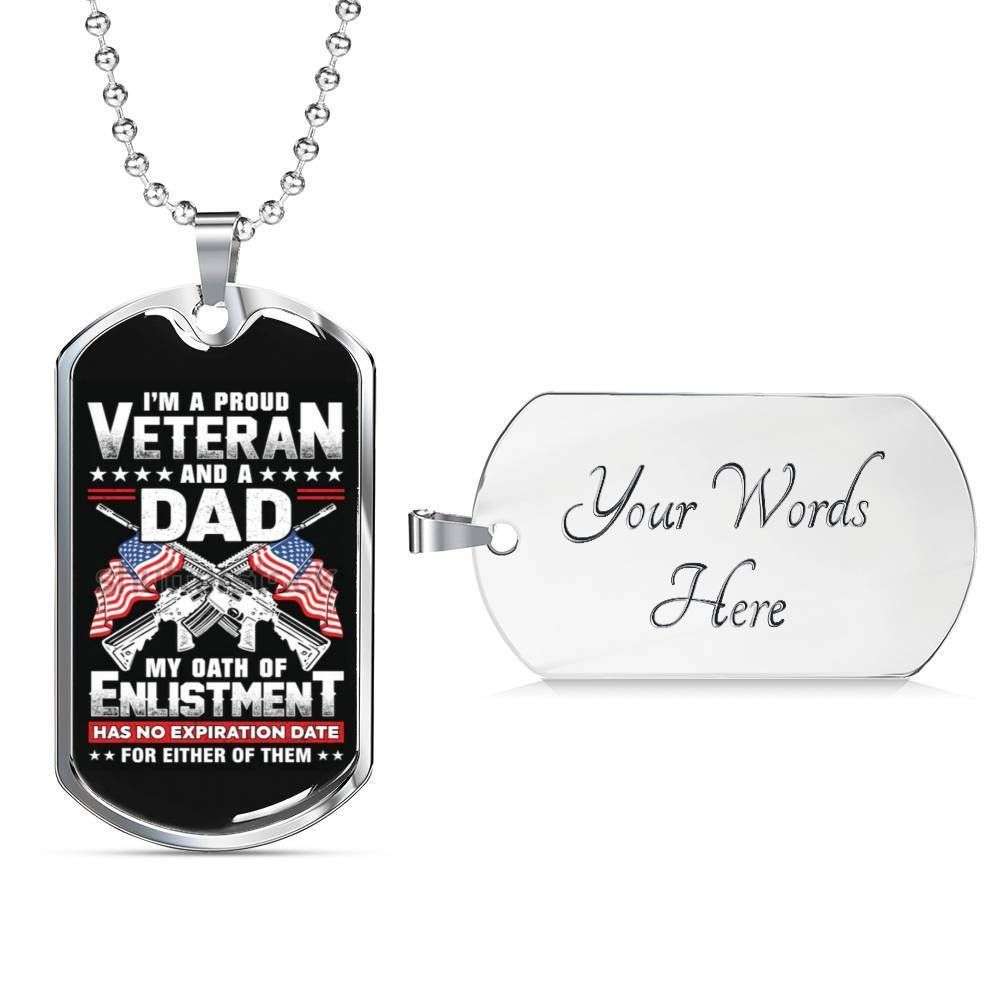 Dad Dog Tag, Custom Picture Father’S Day Gift I’M A Proud Veteran And A Dad Giving Dad Dog Tag Military Chain Necklace Dog Tag Father's Day Rakva