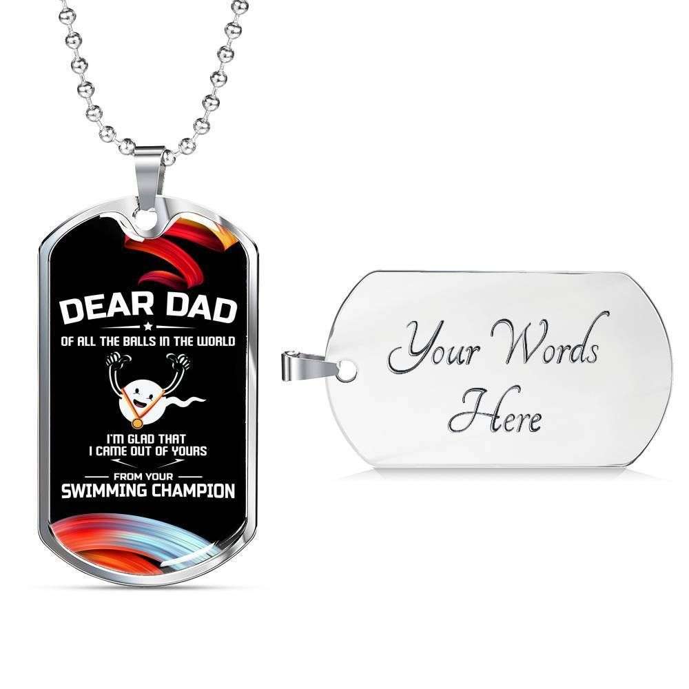 Dad Dog Tag, Custom Picture Father’S Day Gift I’M Glad That I Came Out Of Yours Dog Tag Military Chain Necklace Giving Dad Dog Tag Father's Day Rakva