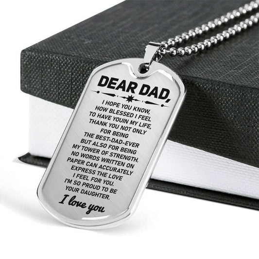 Dad Dog Tag Custom Picture Father’S Day Gift, I’M So Proud To Be Your Daughter Dog Tag Military Chain Necklace For Dad Father's Day Rakva