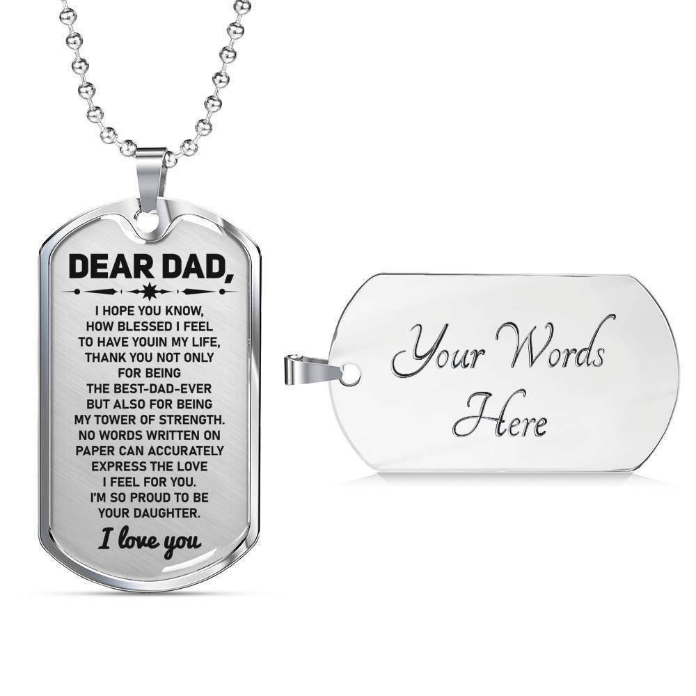 Dad Dog Tag Custom Picture Father’S Day Gift, I’M So Proud To Be Your Daughter Dog Tag Military Chain Necklace For Dad Father's Day Rakva
