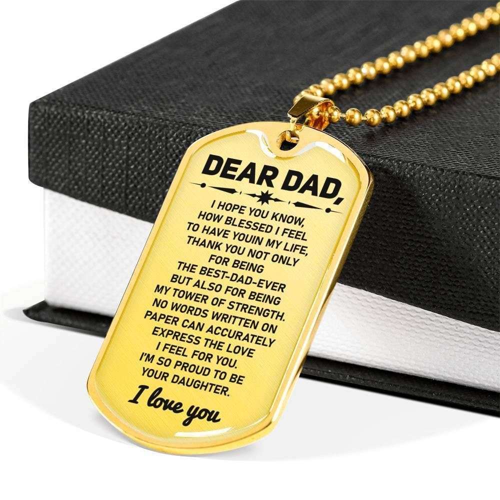 Dad Dog Tag Custom Picture Father’S Day Gift, I’M So Proud To Be Your Daughter Dog Tag Military Chain Necklace For Dad Father's Day Rakva