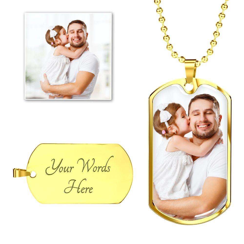 Dad Dog Tag Custom Picture Father’S Day Gift, I’M Way Too Cool To Be Called Grandfather Dog Tag Military Chain Necklace Gifts For Dad Father's Day Rakva