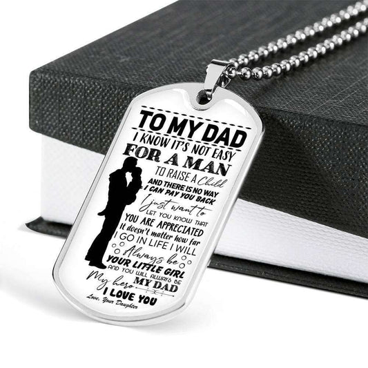 Dad Dog Tag Custom Picture Father’S Day Gift, It’S Not Easy For Man To Raise A Child Dog Tag Military Chain Necklace Gift For Dad Father's Day Rakva