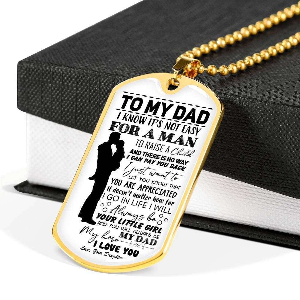 Dad Dog Tag Custom Picture Father’S Day Gift, It’S Not Easy For Man To Raise A Child Dog Tag Military Chain Necklace Gift For Dad Father's Day Rakva
