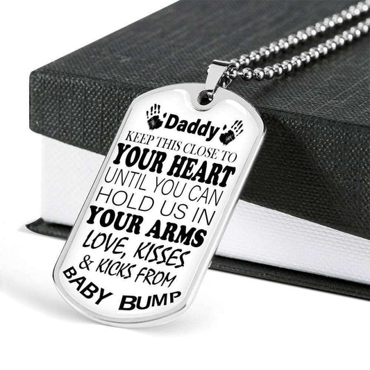 Dad Dog Tag Custom Picture Father’S Day Gift, Keep This Close Heart Until You Can Dog Tag Military Chain Necklace For Dad Father's Day Rakva