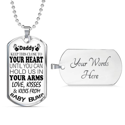 Dad Dog Tag Custom Picture Father’S Day Gift, Keep This Close Heart Until You Can Dog Tag Military Chain Necklace For Dad Father's Day Rakva