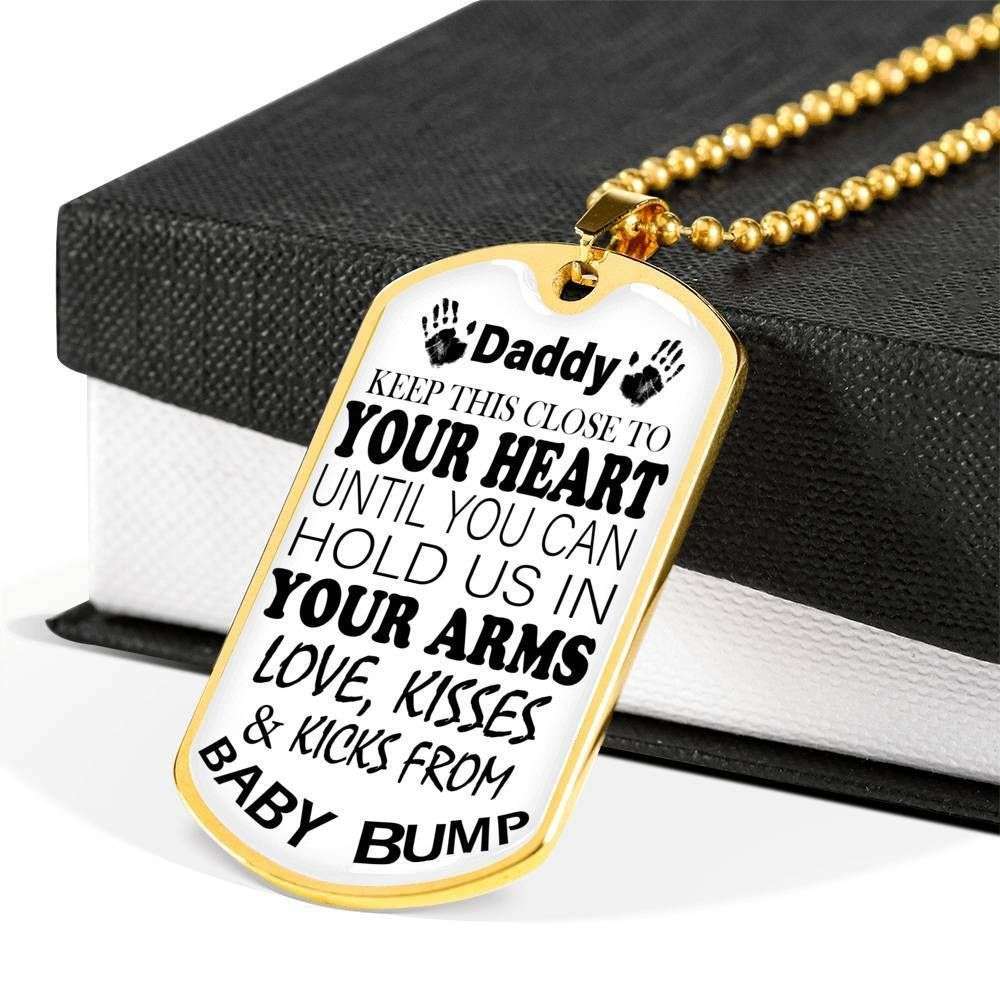 Dad Dog Tag Custom Picture Father’S Day Gift, Keep This Close Heart Until You Can Dog Tag Military Chain Necklace For Dad Father's Day Rakva