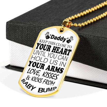 Dad Dog Tag Custom Picture Father’S Day Gift, Keep This Close Heart Until You Can Dog Tag Military Chain Necklace For Dad Father's Day Rakva